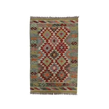 Dywan wełniany kilim afgański wielokolorowy 100393 148x95