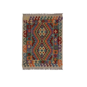 Wool kilim afghan rug multicolored 100038 113x86