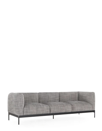 Asia Three-Seater Sofa (Cotone Structure) White and Black