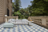 Plastics Outdoor Two-Seater + Pouf Sofa Bordowy