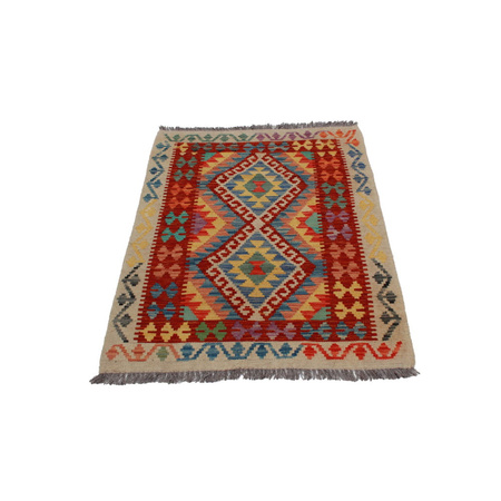 Wool kilim afghan rug multicolored 100055 117x80