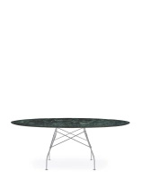 Glossy Marble Oval 192x118 cm Chrome Green Table