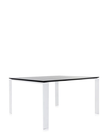 Four Square 128x128 cm Table White Black