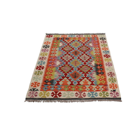 Wool kilim afghan rug multicolored 100365 140x100