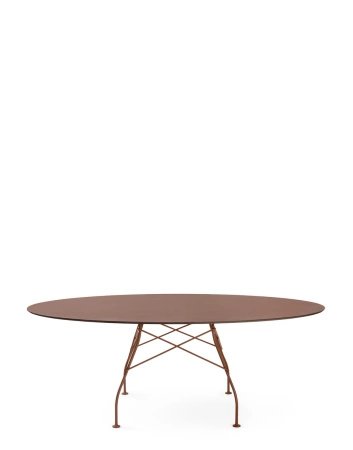 Glossy XXL Outdoor Oval Stół Bordowy