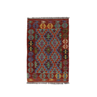 Wool kilim afghan rug multicolored 100109 120x80