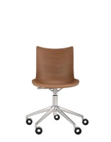 P/Wood Basic Veneer Krzesło Z Kółkami Ciemne Drewno Chromowany FSC™