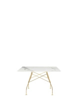Glossy Marble Square 118x118 cm Table Gilded White
