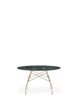 Glossy Round Ø128 cm Stół Pozłacany Zielony