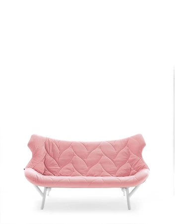 Foliage Velvet Sofa Biały Różowy