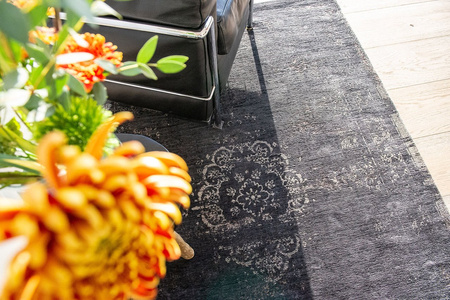 Louis de Poortere Fading World Medallion Rug Mineral Black 8263