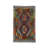 Dywan wełniany kilim afgański wielokolorowy 100061 122x80