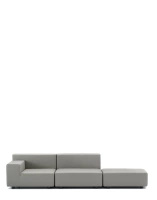 Plastics Tech Fabric Two-Seater + Pouf Sofa Szary