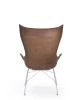 K/Wood Slatted Ash Chair Dark Leather Chromed FSC™