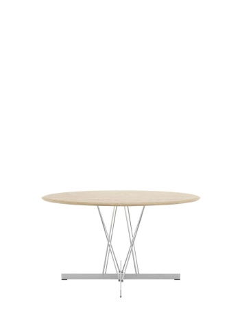 Viscount of Wood Round Chrome Table Ash