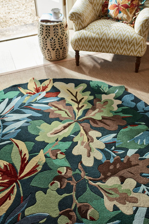 Sanderson ROBIN'S WOOD FOREST GREEN ROUND rug 146508