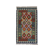 Dywan wełniany kilim afgański wielokolorowy 100025 133x78