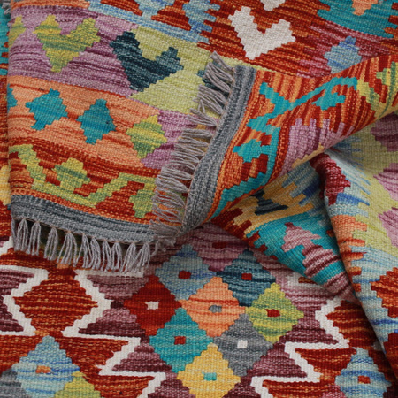 Wool kilim afghan rug multicolored 100460 245x175
