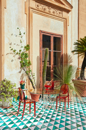  Sir Gio Square 120x120 cm Transparent Pink Table