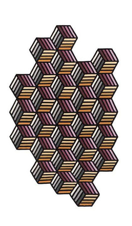 Gan Kilim Parquet Hexagon Carpet Orange