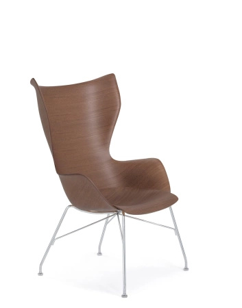 K/wood Basic Veneer Krzesło Ciemne Drewno Chromowany