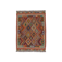 Wool kilim afghan rug multicolored 100422 207x155