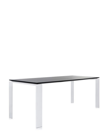  Four Rectangular 190x79 cm Table White Black