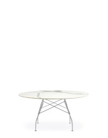 Glossy XXL Ø150 cm Table Chrome White