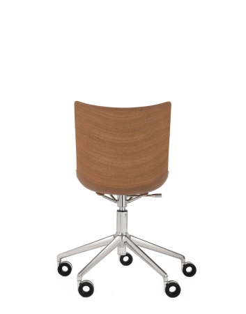 P/Wood Basic Veneer Krzesło Z Kółkami Ciemne Drewno Chromowany FSC™