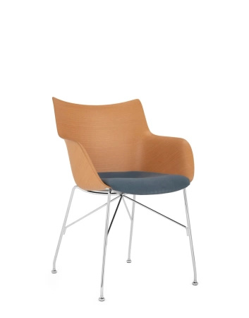 Q/Wood Soft Krzesło Jasne Drewno Niebieski FSC™