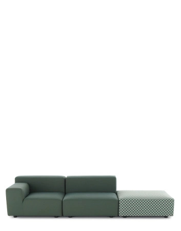 Plastics Outdoor Liberty 2 Seater + 1 Pouf Obi Check Sofa Green