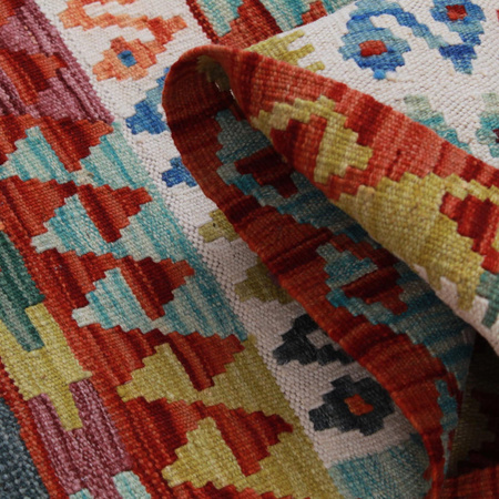 Wool kilim afghan rug multicolored 100312 145x97