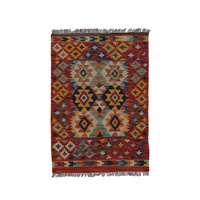 Dywan wełniany kilim afgański wielokolorowy 100059 125x88