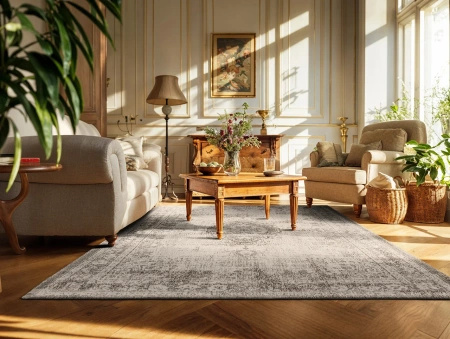 Louis de Poortere Fading World Medallion Salt & Pepper rug 8383