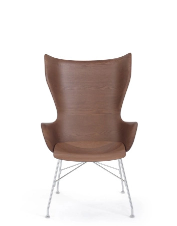 K/Wood Slatted Ash Krzesło Ciemne Drewno Chromowany FSC™