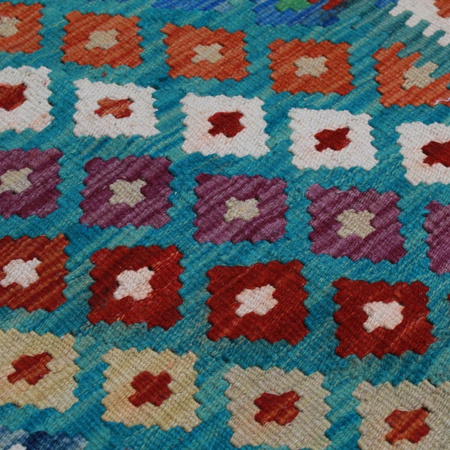 Dywan wełniany kilim afgański wielokolorowy 97782 86x61