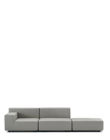 Plastics Tech Fabric Two-Seater + Pouf Sofa Gray