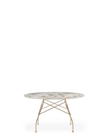 Glossy Round Ø128 cm Nature Tundra Gold Plated Table