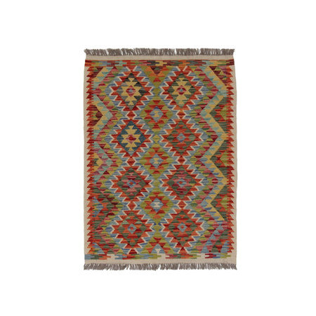 Wool kilim afghan rug multicolored 100007 118x87