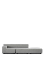 Plastics Outdoor Two-Seater + Pouf Sofa Szary