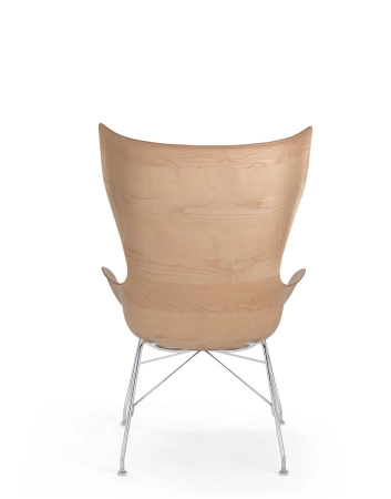 K/Wood Slatted Ash Chair Light Leather Chromed FSC™