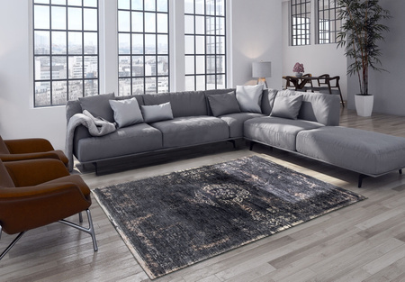 Louis de Poortere Fading World Medallion Rug Mineral Black 8263
