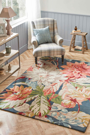 Sanderson Dahlia Rosehip Teal Carpet 050608