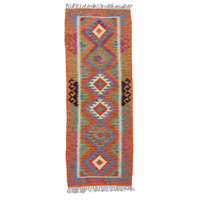 Dywan wełniany kilim afgański wielokolorowy 98058 198x75