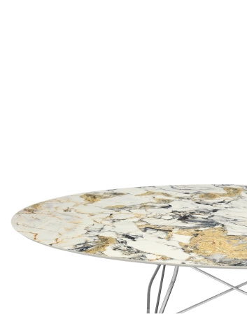 Glossy Marble Oval 192x118 cm Chrome Symphonie Table