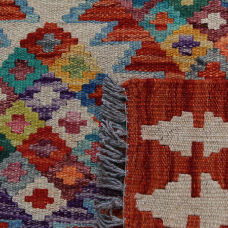 Wool kilim afghan rug multicolored 100360 145x100