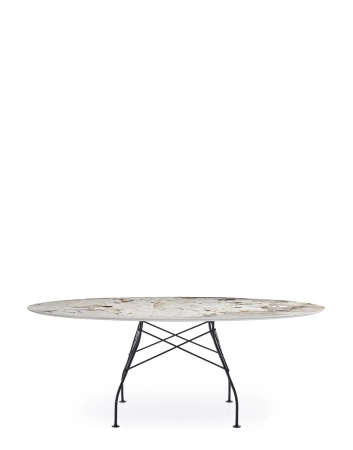 Glossy Marble Oval 192x118 cm Black Nature Tundra Table