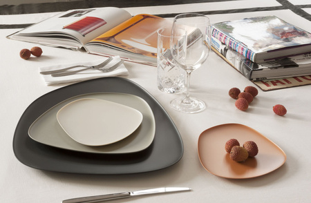 Namaste' Black Gray Turquoise Plate Set