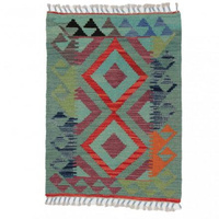 Dywan wełniany kilim afgański wielokolorowy 97856 85x63