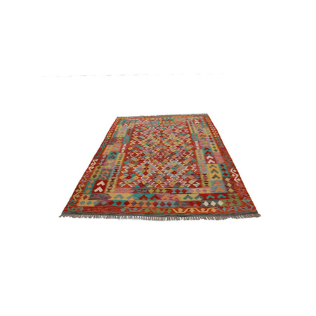 Wool kilim afghan rug multicolored 100460 245x175